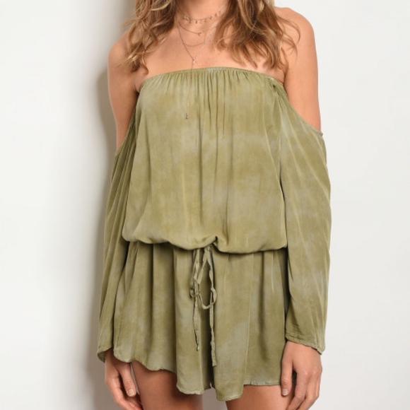 Pants - LAST 1! OLIVE TIE DYE ROMPER